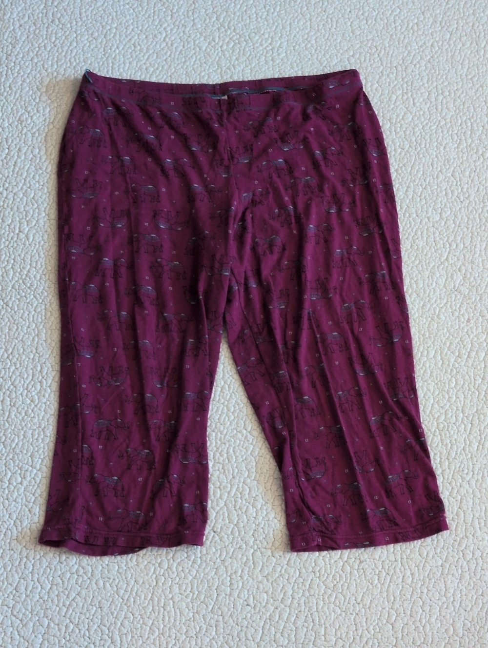Secret Treasures Elephant Cotton Blend Cropped Capri Pajama Pants Loungewear